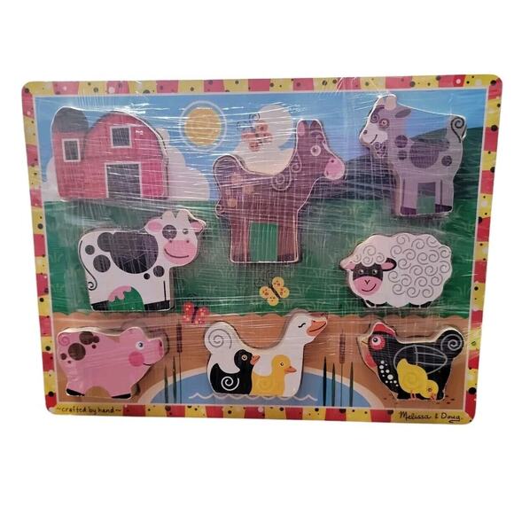 Melissa & Doug Jewelry - Melissa & And Doug Wooden Fresh Start Chunky Puzzle Farm Animals Cow Pig Chicken